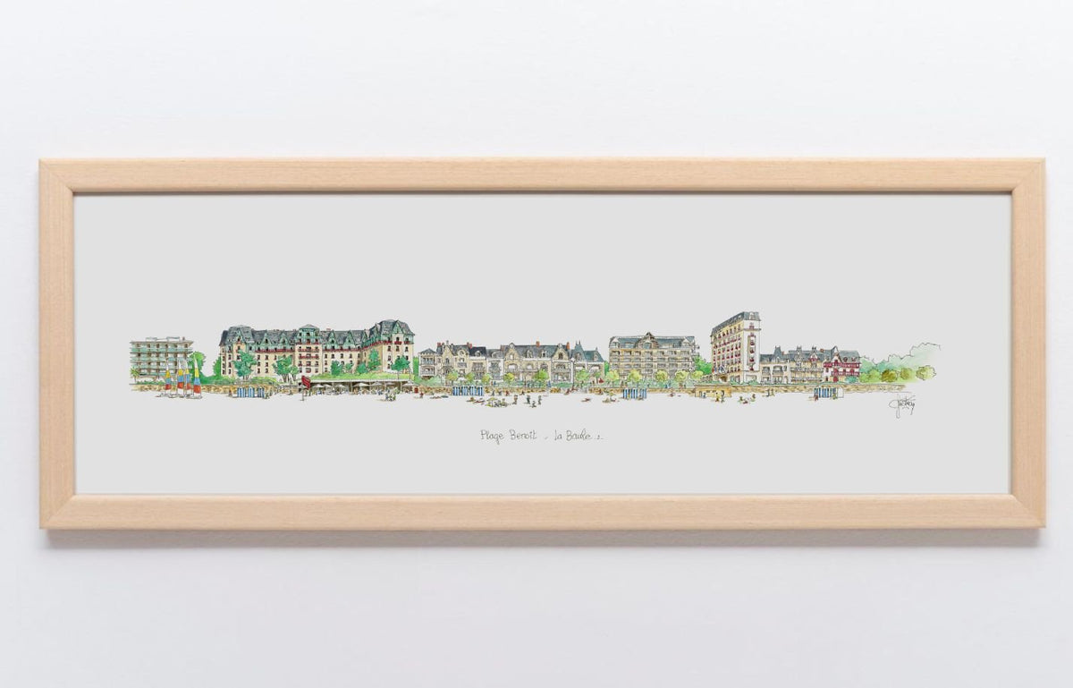 Aquarelle de l’Hermitage à La Baule encadrée – Gérard Lusteau