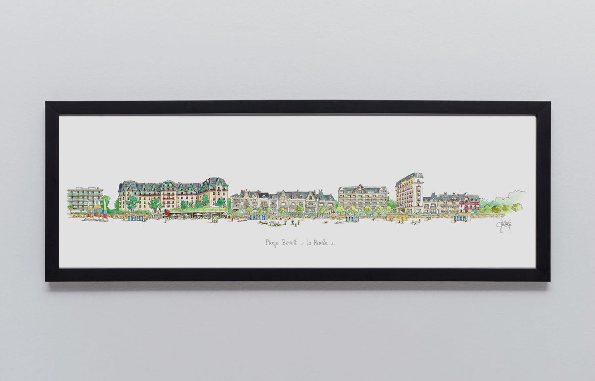 Aquarelle de l’Hermitage à La Baule encadrée – Gérard Lusteau