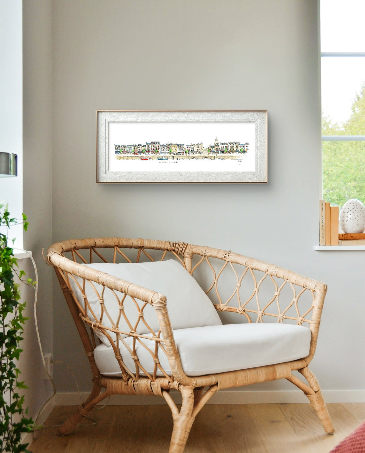 Tableau panoramique des quais du Croisic présenté dans un intérieur