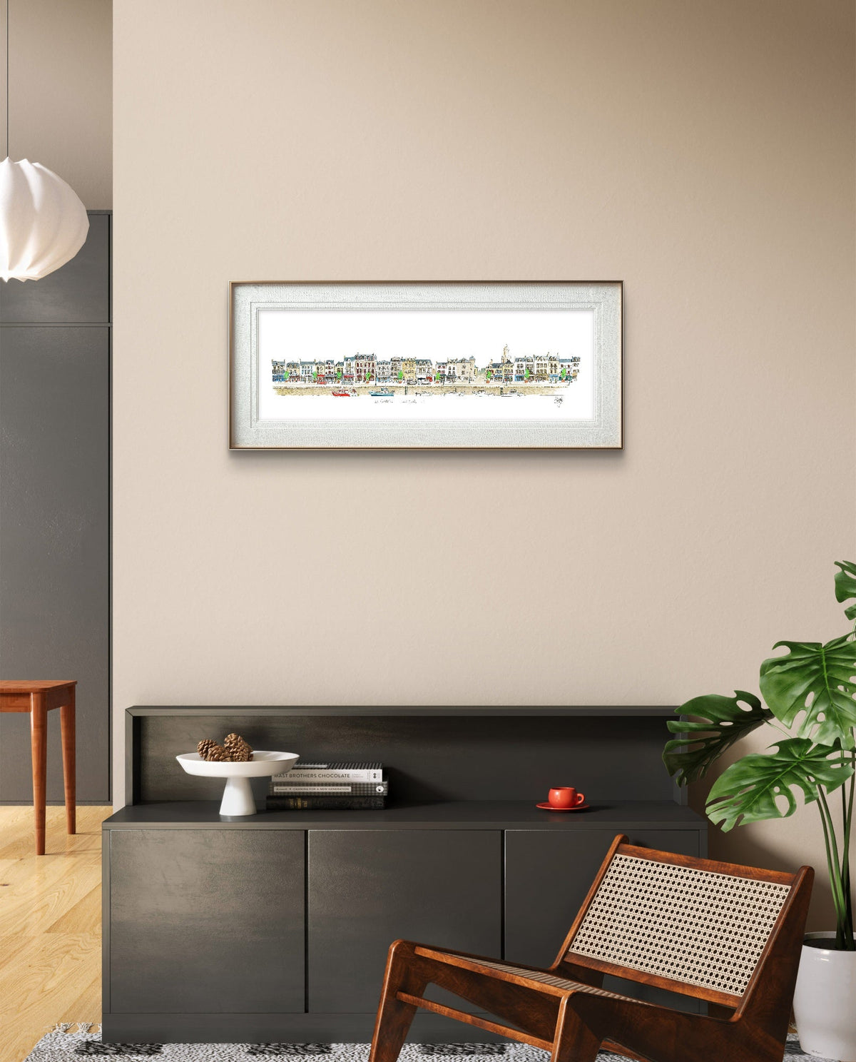 Tableau panoramique des quais du Croisic présenté dans un intérieur