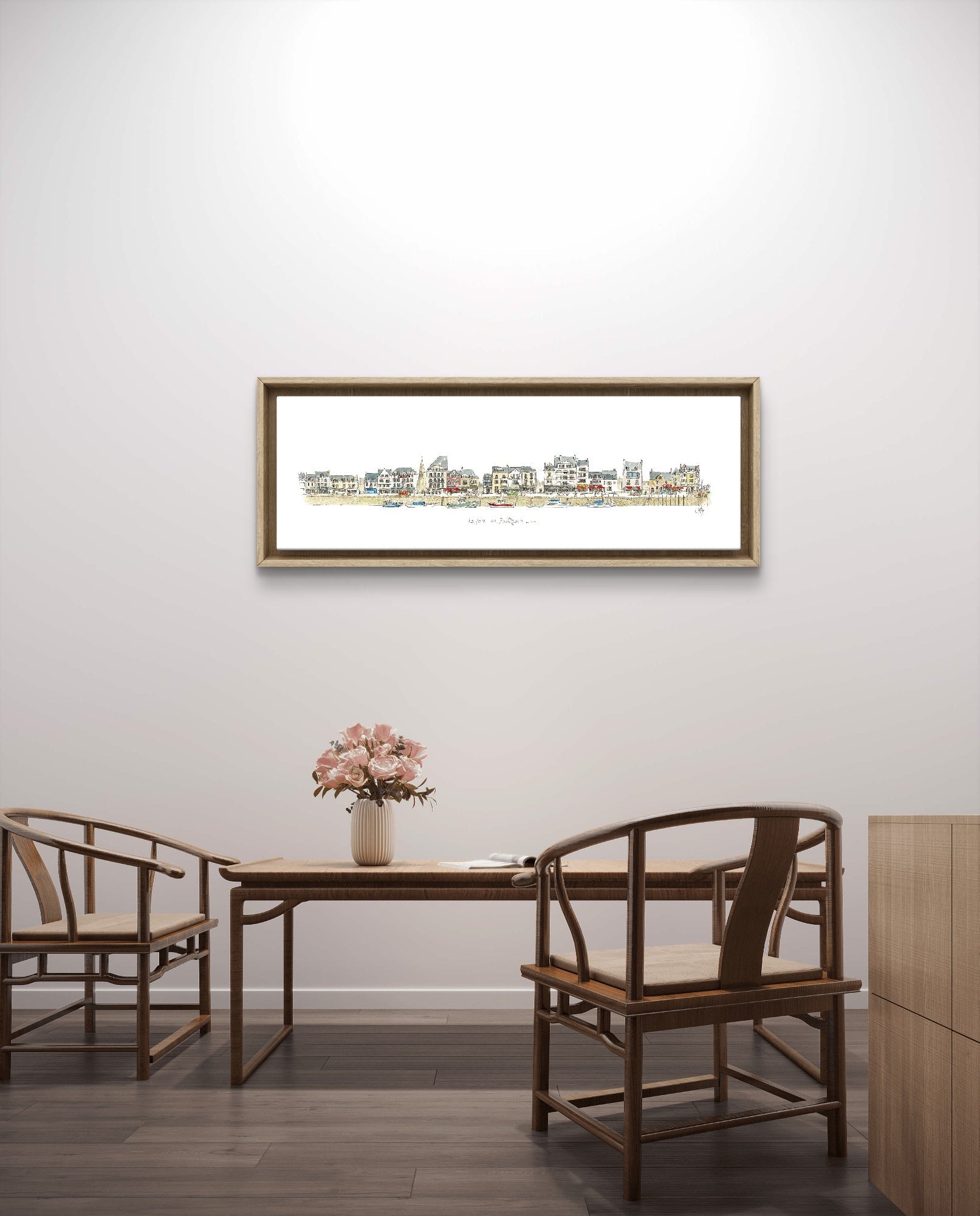 Tableau du port du Pouliguen présenté dans un intérieur