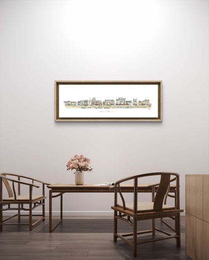 Tableau du port du Pouliguen présenté dans un intérieur