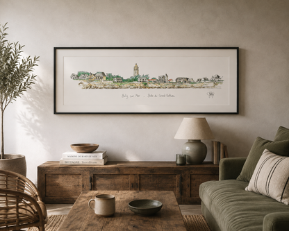 Tableau de la baie du Grand Matthieu à Batz-sur-Mer présenté dans un intérieur