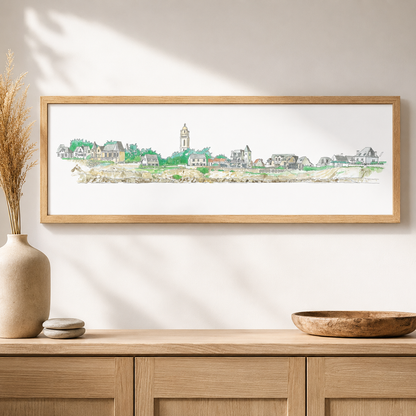 Tableau de la baie du Grand Matthieu à Batz-sur-Mer présenté dans un intérieur