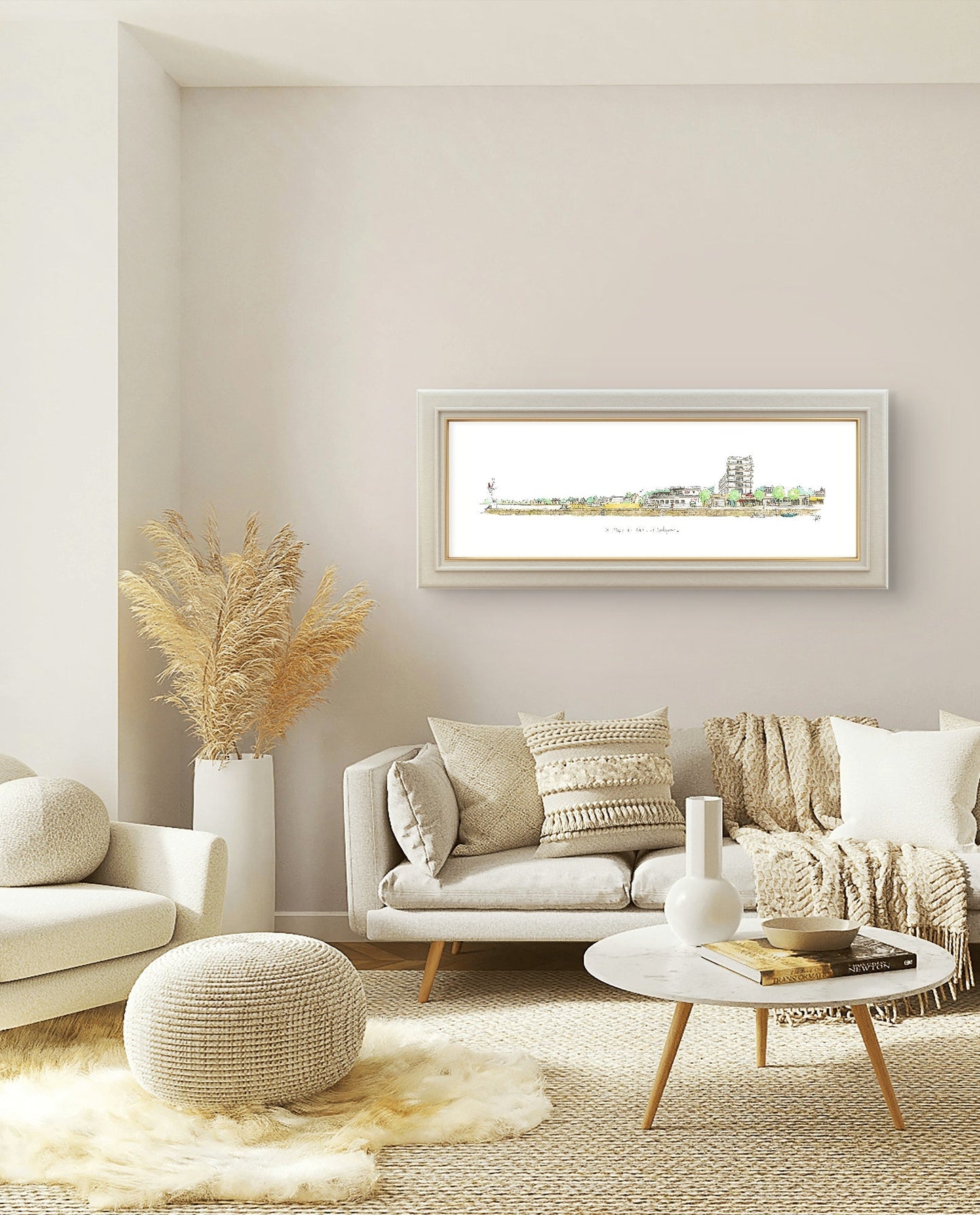Tableau de la plage du Nau au Pouliguen présenté dans un intérieur