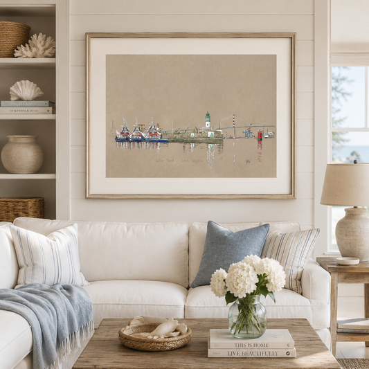 Tableau de la Jetée Ouest à Saint-Nazaire présenté dans un intérieur