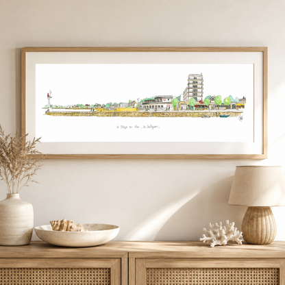 Tableau de la plage du Nau au Pouliguen présenté dans un intérieur