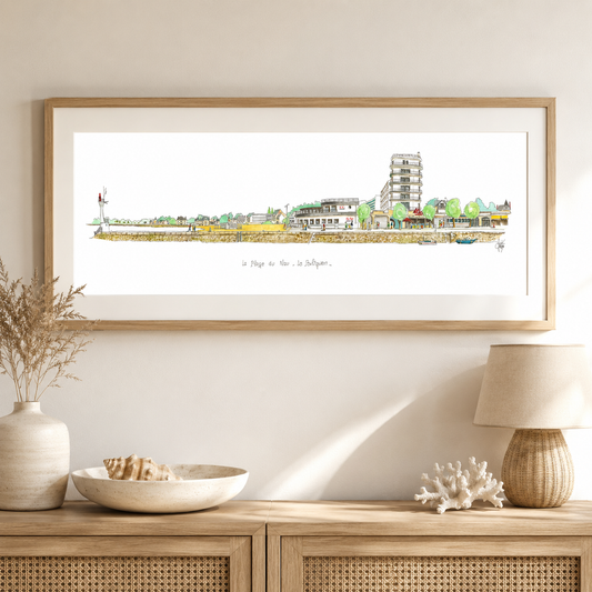 Tableau de la plage du Nau au Pouliguen présenté dans un intérieur