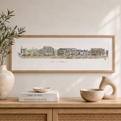 Tableau panoramique du port du Pouliguen présenté dans un intérieur