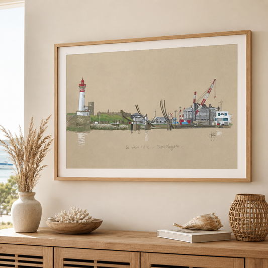 Tableau du Vieux Môle à Saint-Nazaire présenté dans un intérieur