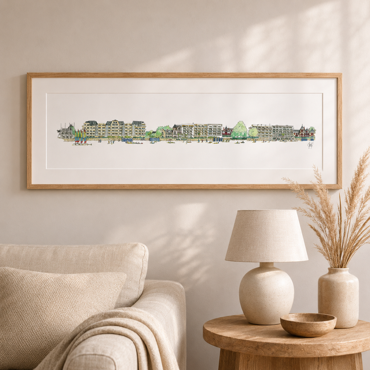 Tableau de la plage Benoît à La Baule présenté dans un intérieur
