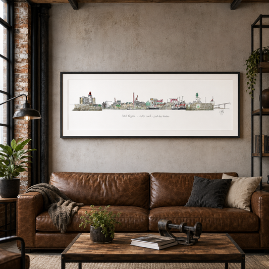 Tableau de la Jetée des Marées Ouest à Saint-Nazaire présenté dans un intérieur