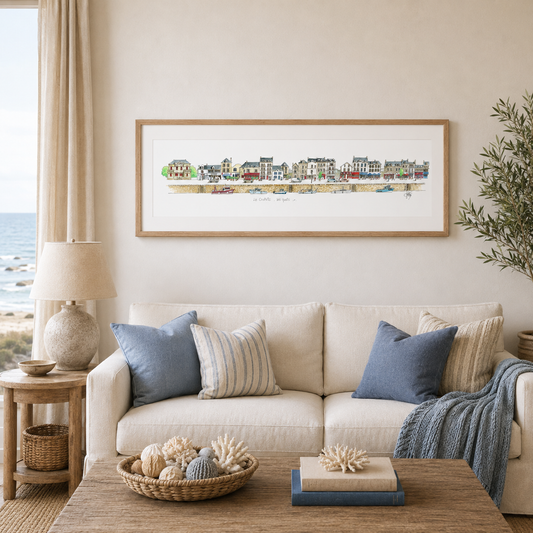 Tableau des quais du Croisic présenté dans un intérieur