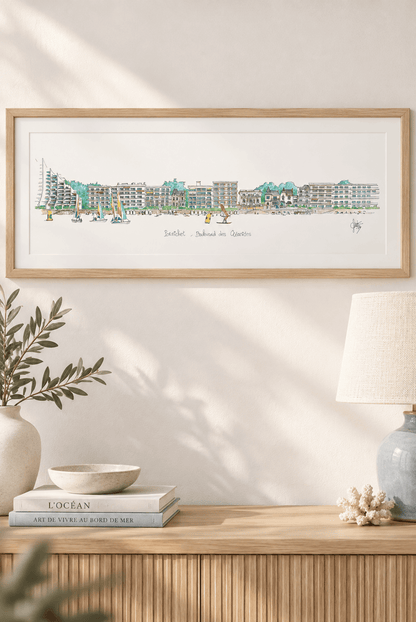 Tableau représentant le boulevard des Océanides à Pornichet présenté dans un intérieur de bord de mer