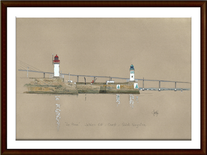 Tableau, aquarelle, Gérard Lusteau, Saint-Nazaire, cadeau, artiste, paysages, aquarelle originale, idée décoration, décoration, idée cadeau, presqu'ile guerandaise, Port de Saint-Nazaire