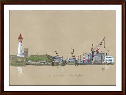 Tableau, aquarelle, Gérard Lusteau, Saint-Nazaire, cadeau, artiste, paysages, aquarelle originale, idée décoration, décoration, idée cadeau, presqu'ile guerandaise, Port de Saint-Nazaire