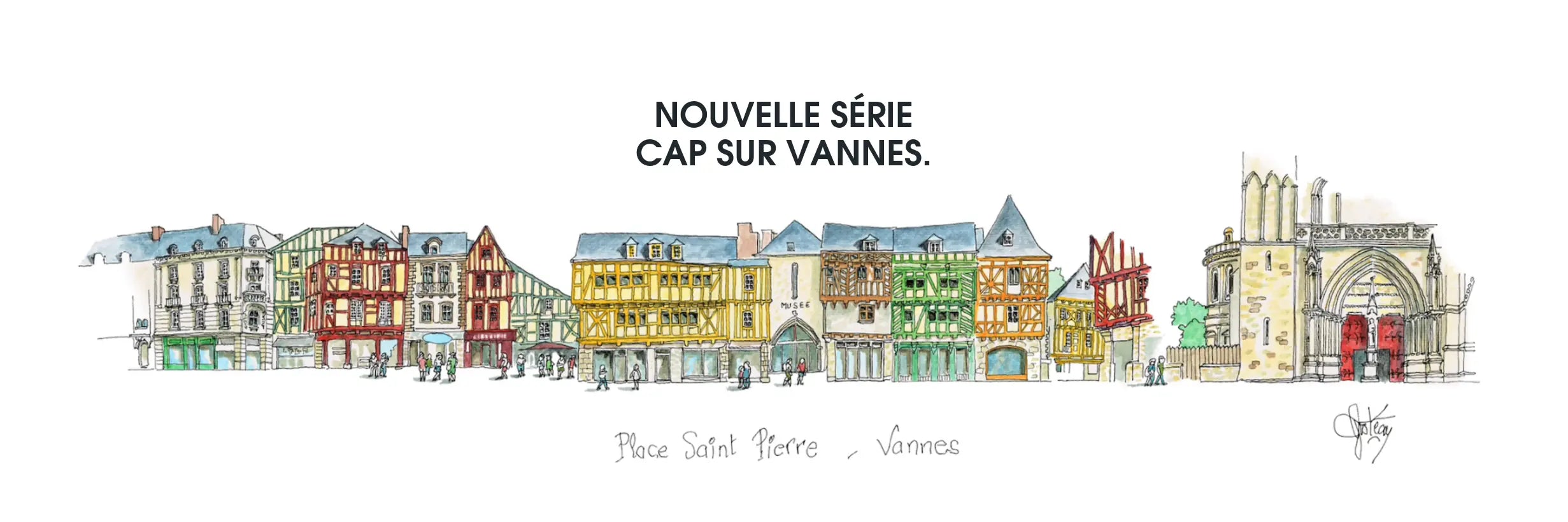 tableau de la place saint-pierre à Vannes par gérard lusteau e