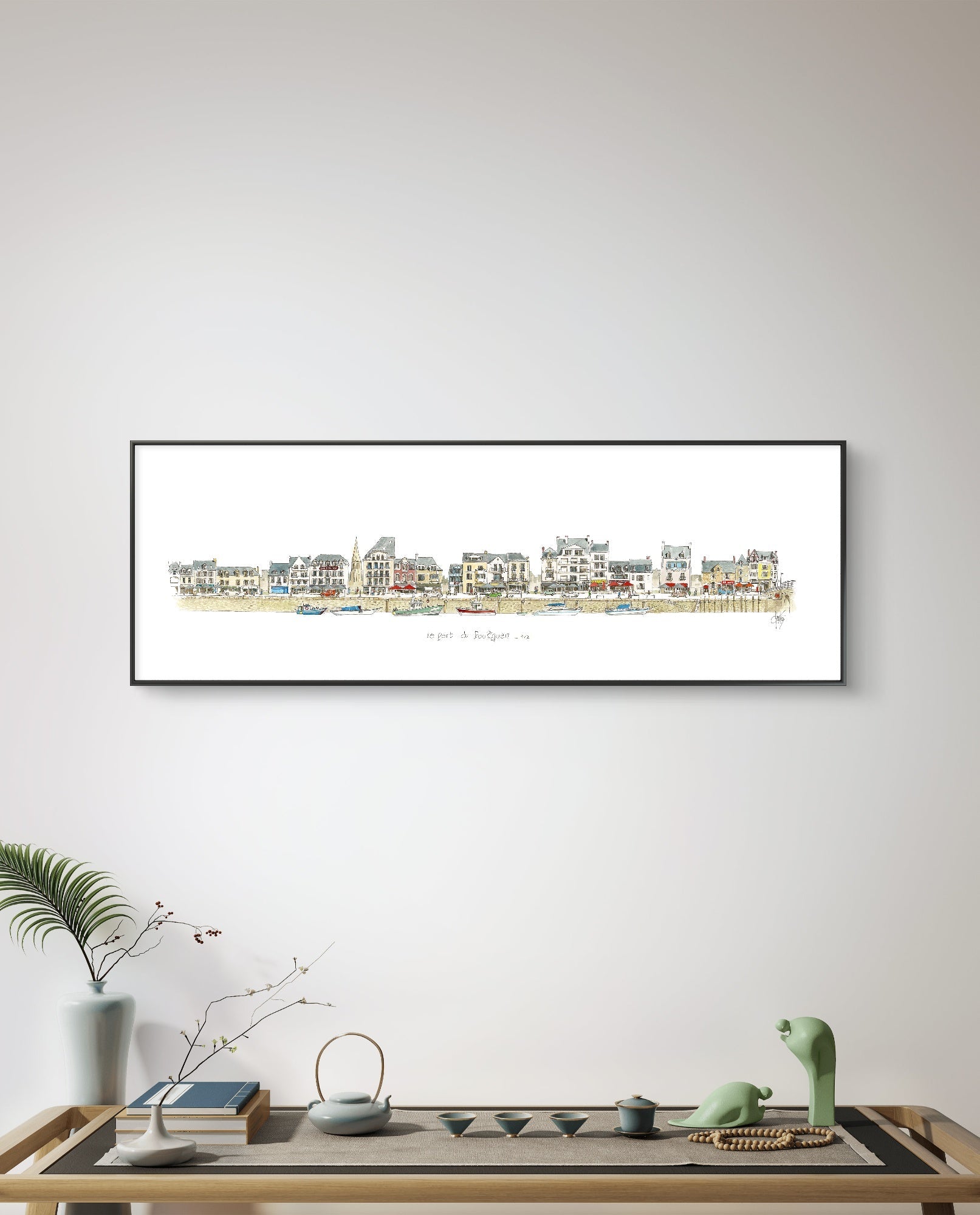 Tableau du port du Pouliguen présenté dans un intérieur