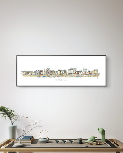 Tableau du port du Pouliguen présenté dans un intérieur
